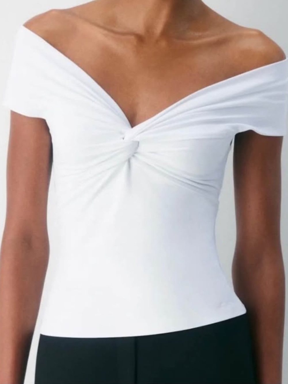 New Aritzia Off-Shoulder Knot Front White Women's Top